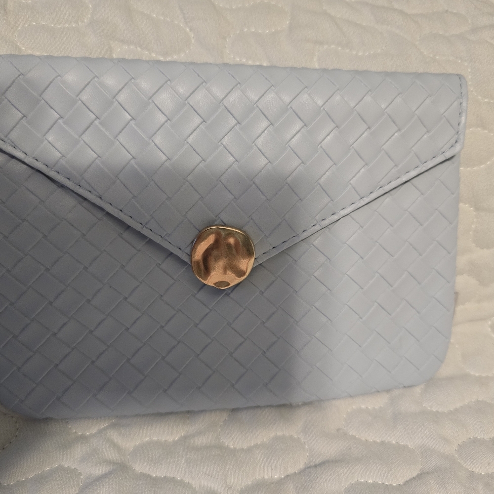 Elegant Blue Woven Clutch